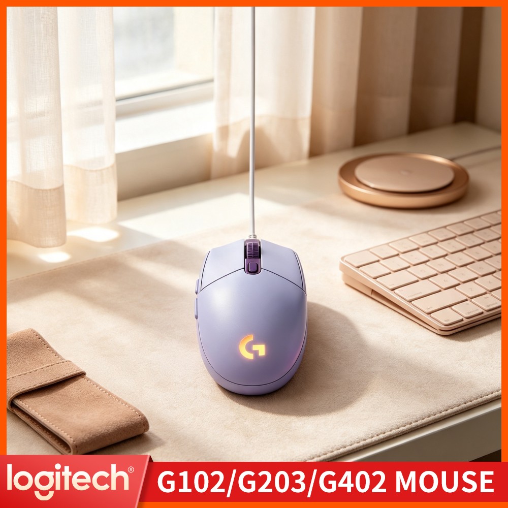 Logitech Mouse G203 - เมาส์เกมมิ่งแบบมีสาย Logitech G203 ปุ่มทนทาน ไฟ RGB