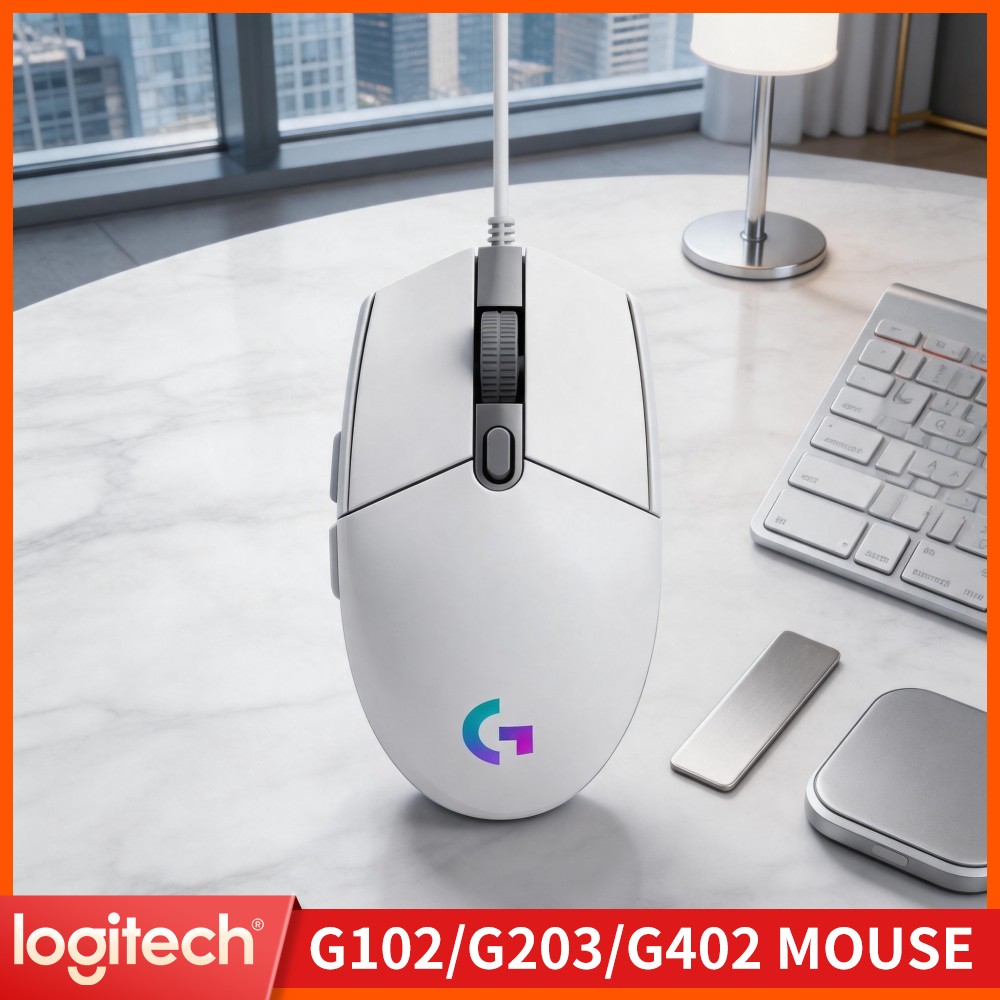Logitech Mouse G203 - เมาส์เกมมิ่งแบบมีสาย Logitech G203 ติดตั้งง่ายแบบ Plug-and-Play ปรับค่า