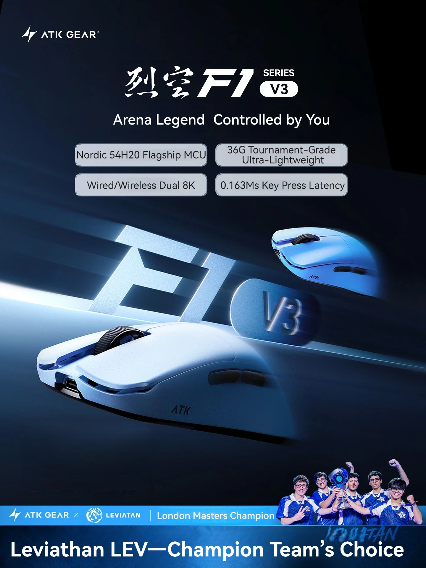Esports Gaming Brands - เมาส์เกมมิ่งไร้สาย ATK F1 V3 Ultimate 8K
