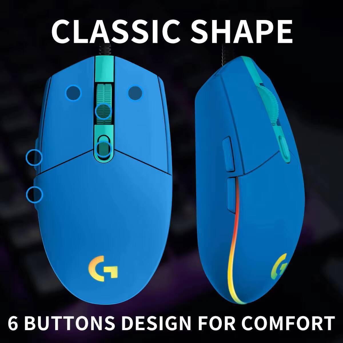 เมาส์เกมมิ่ง Logitech G203 LIG - Logitech Mouse G203 บทวิจารณ์และราคา