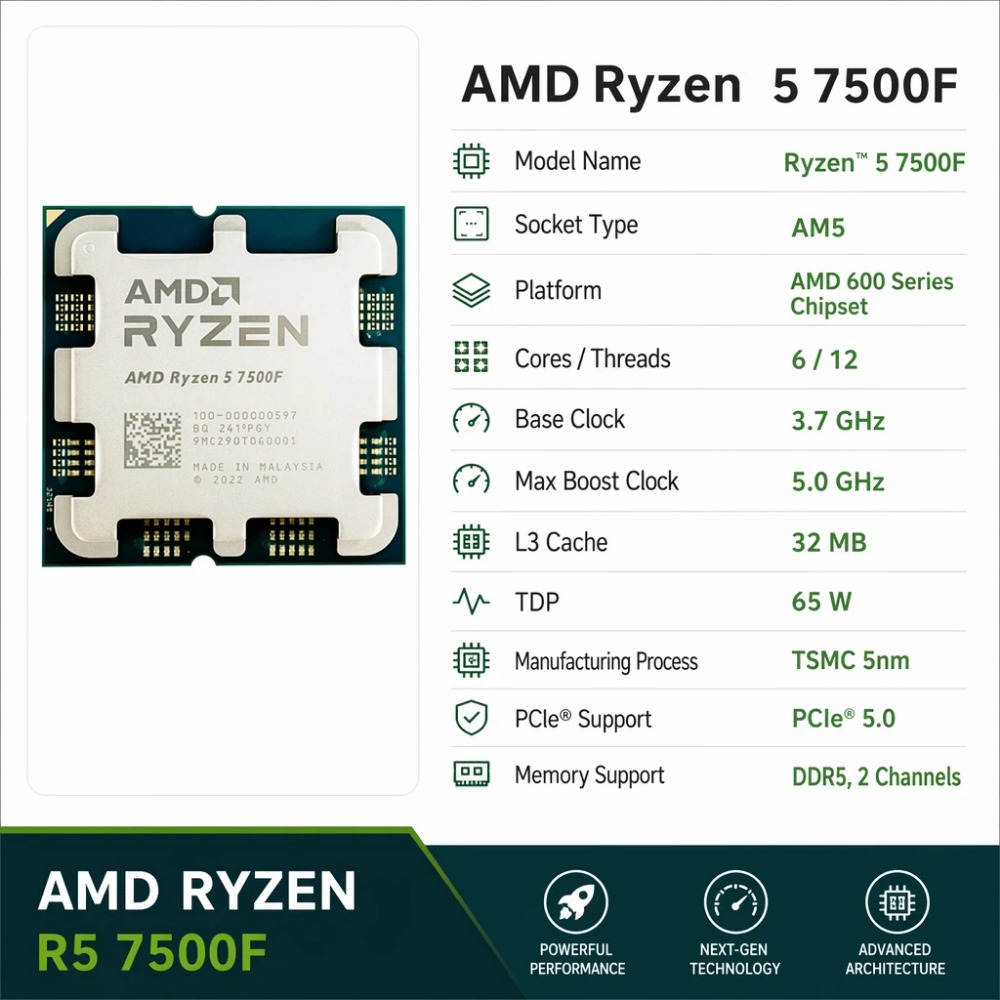 ซีพียูเกมมิ่ง AMD Ryzen 5 7500 - Esports Gaming Brands บทวิจารณ์และราคา